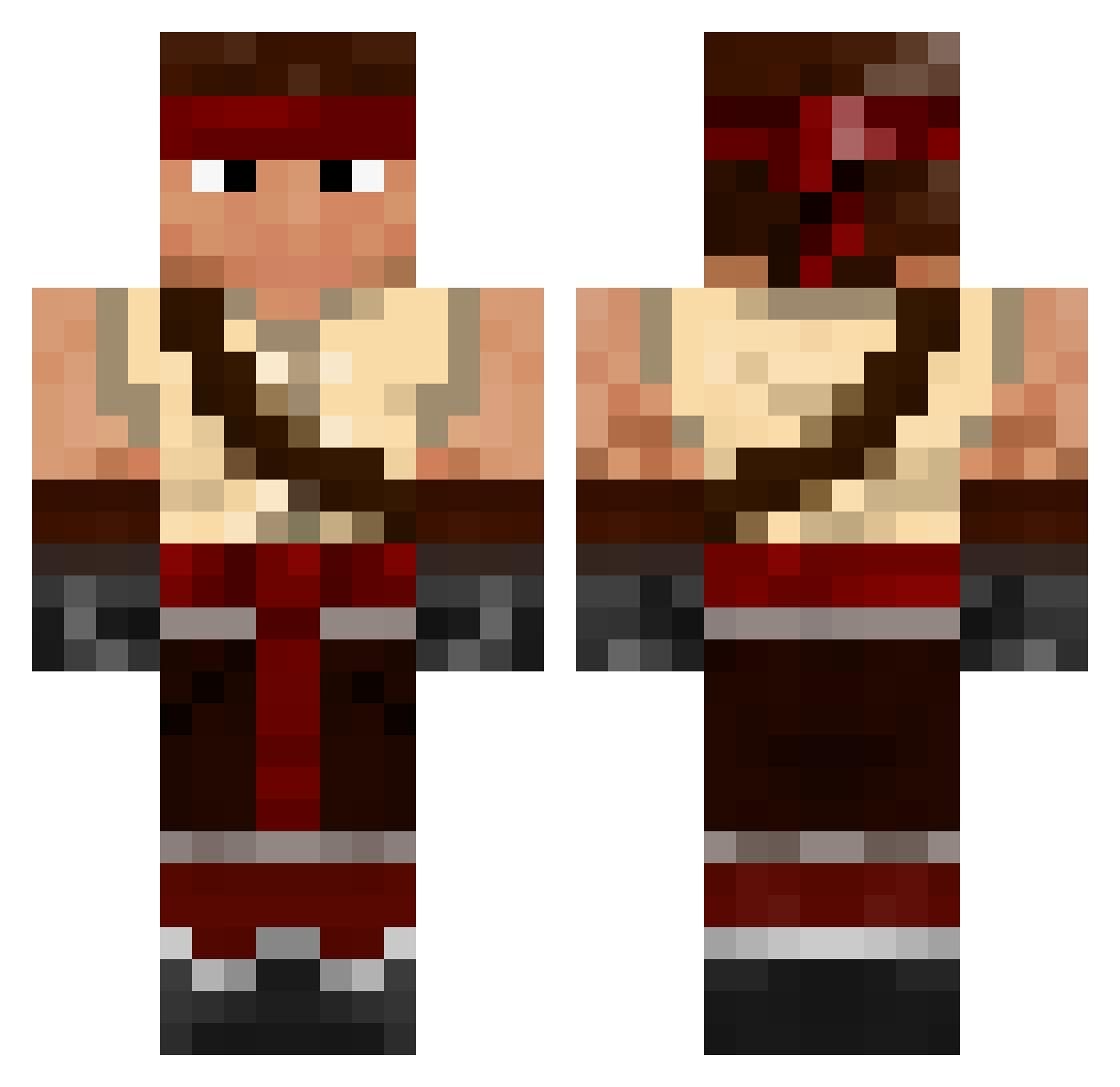 Rugged_Lion Minecraft skin, front and back view