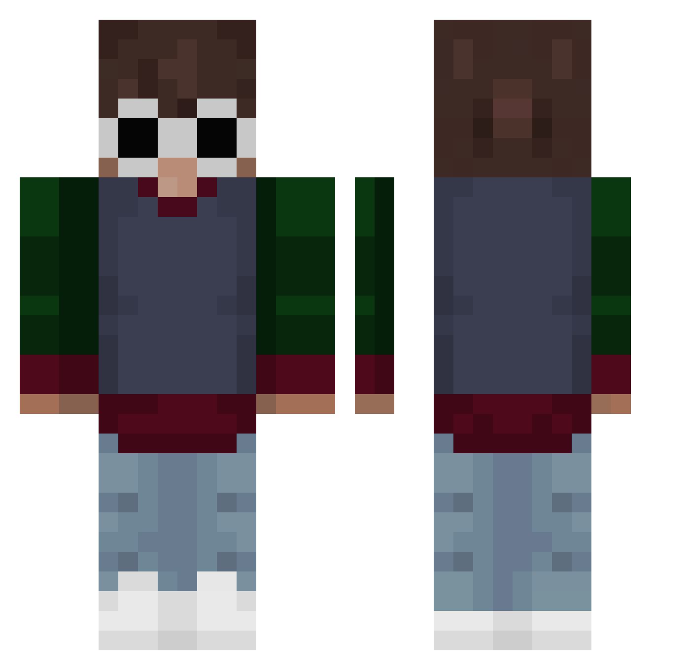 Valkeroo Minecraft skin, front and back view
