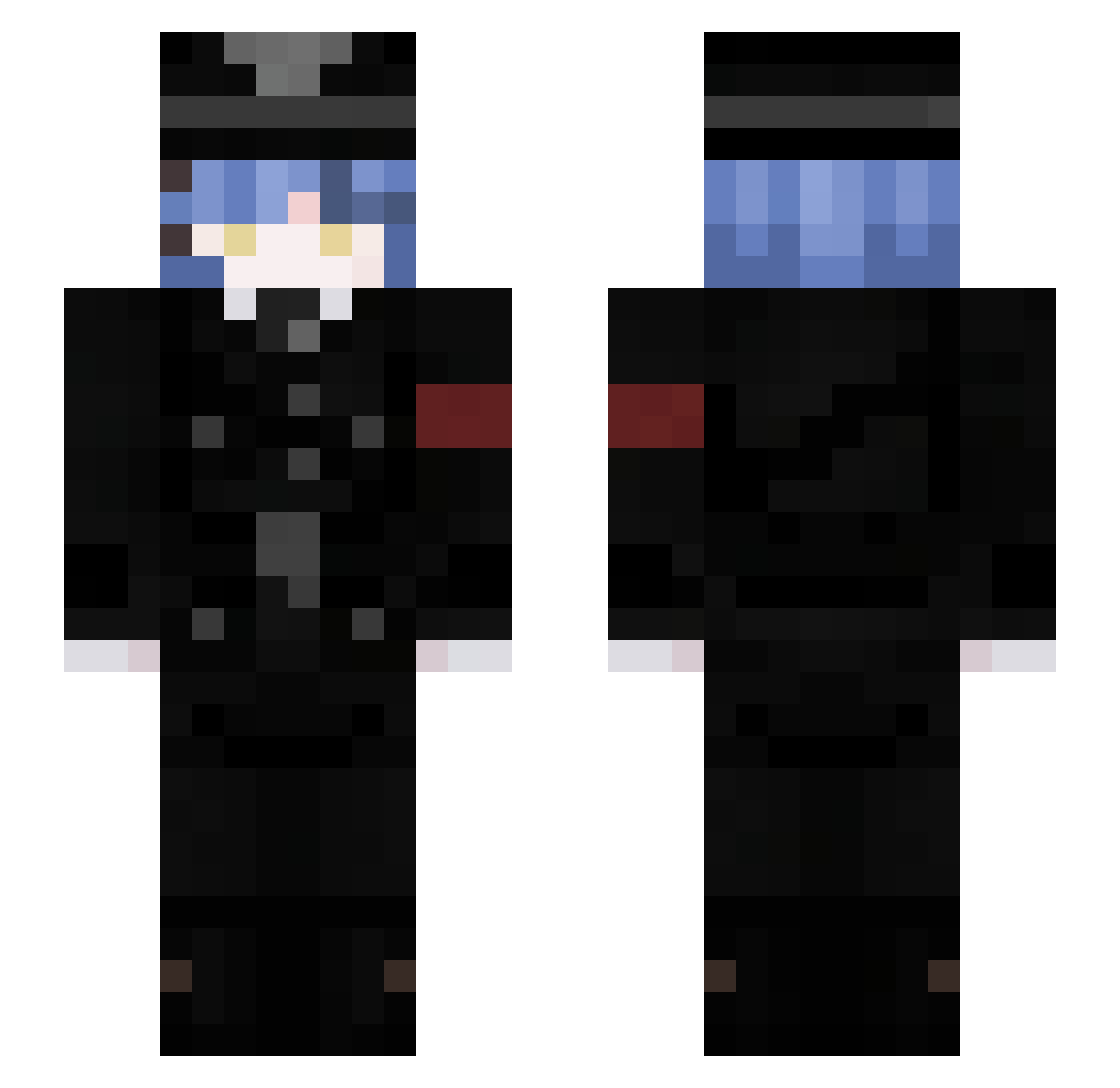 Haituu Minecraft skin, front and back view