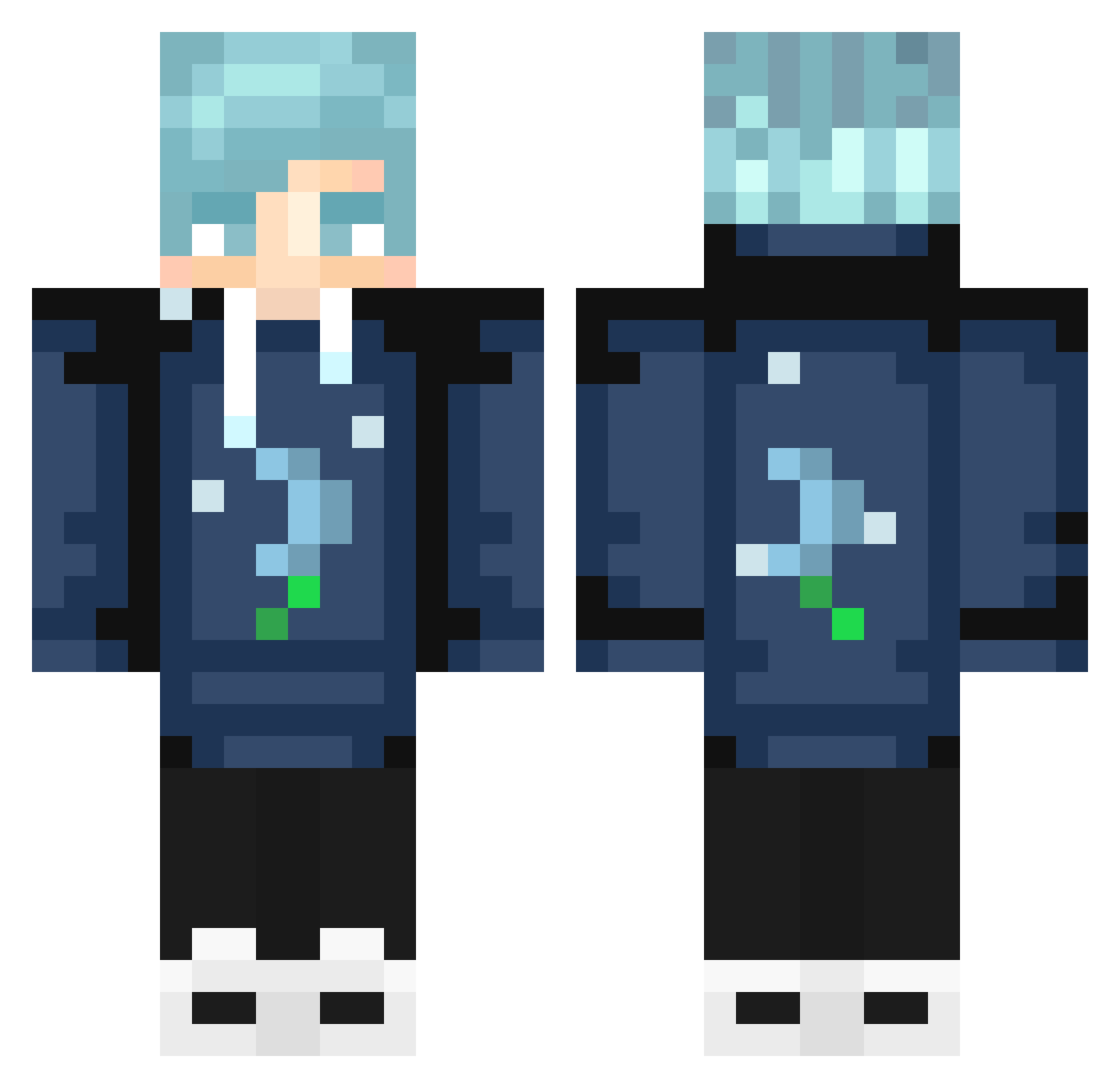 Arcadialele Minecraft skin, front and back view