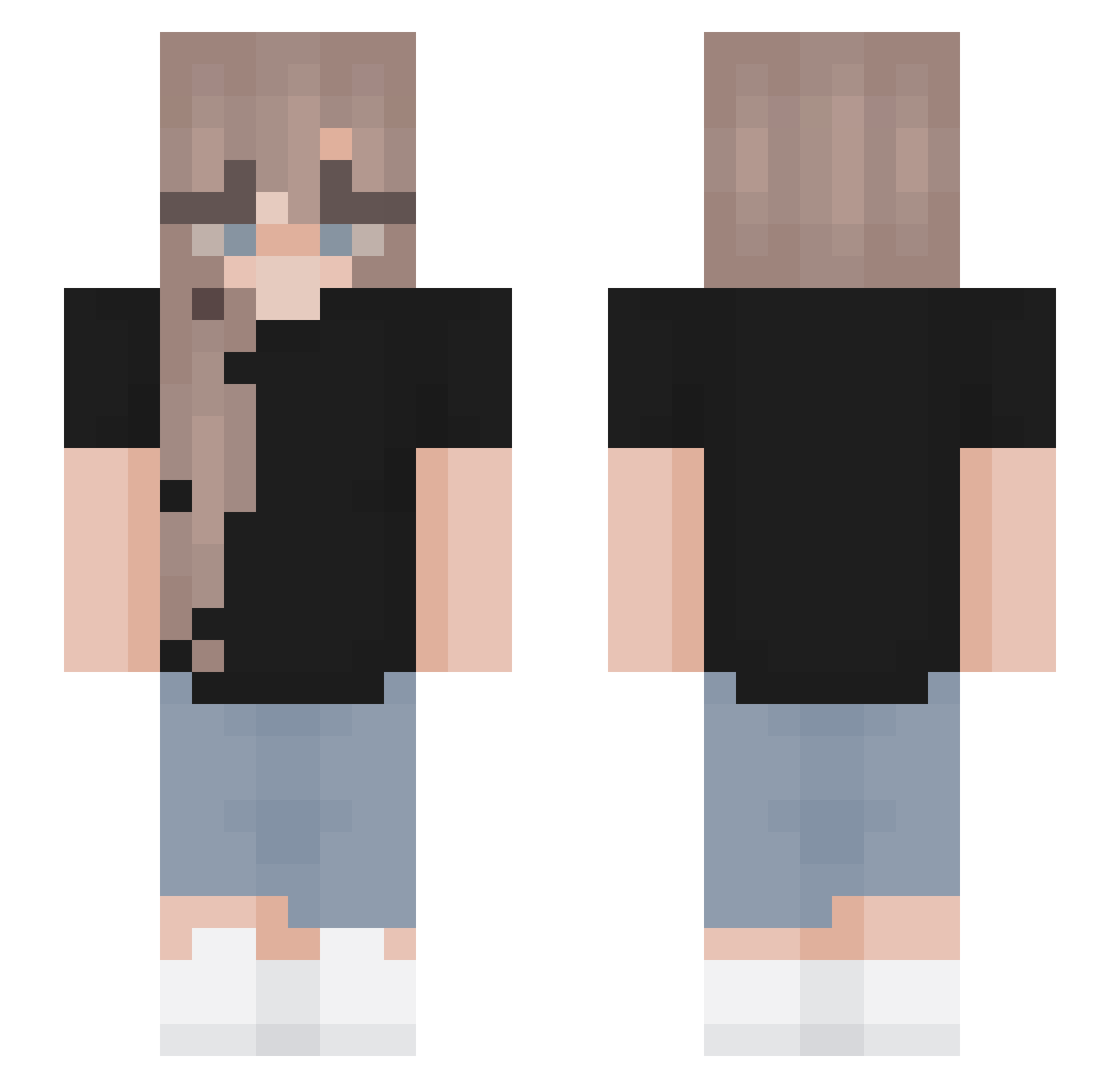 Meltyxx Minecraft skin, front and back view