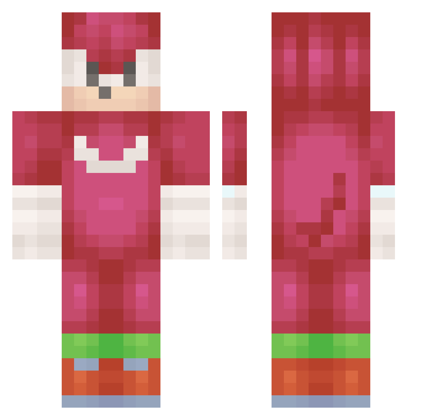BubbyLover Minecraft skin, front and back view