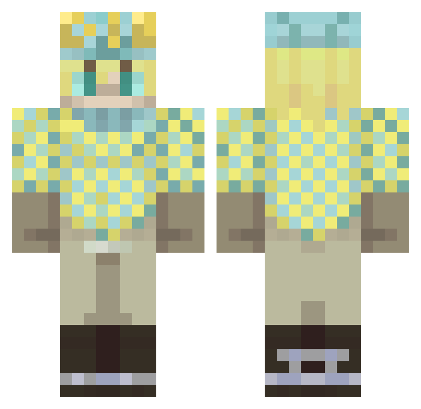 yokepotato Minecraft skin, front and back view