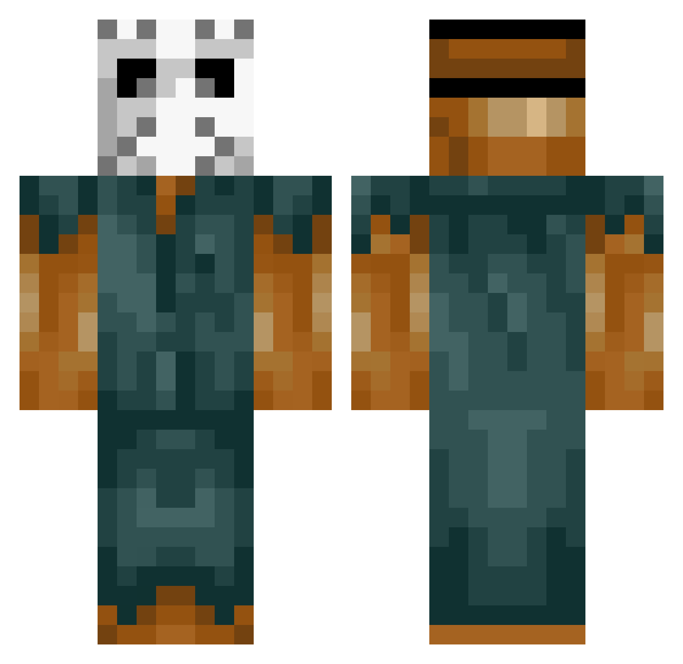 WontonMaster Minecraft skin, front and back view