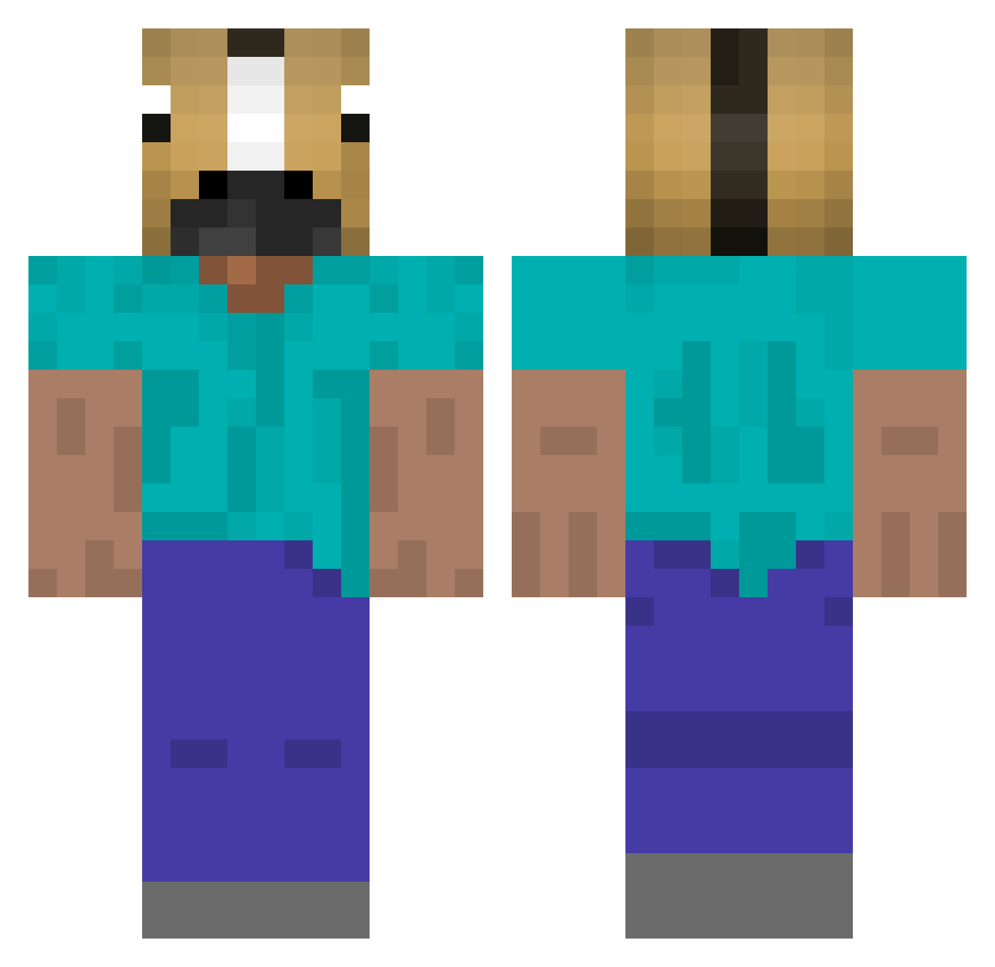 Wotoyt29 Minecraft skin, front and back view