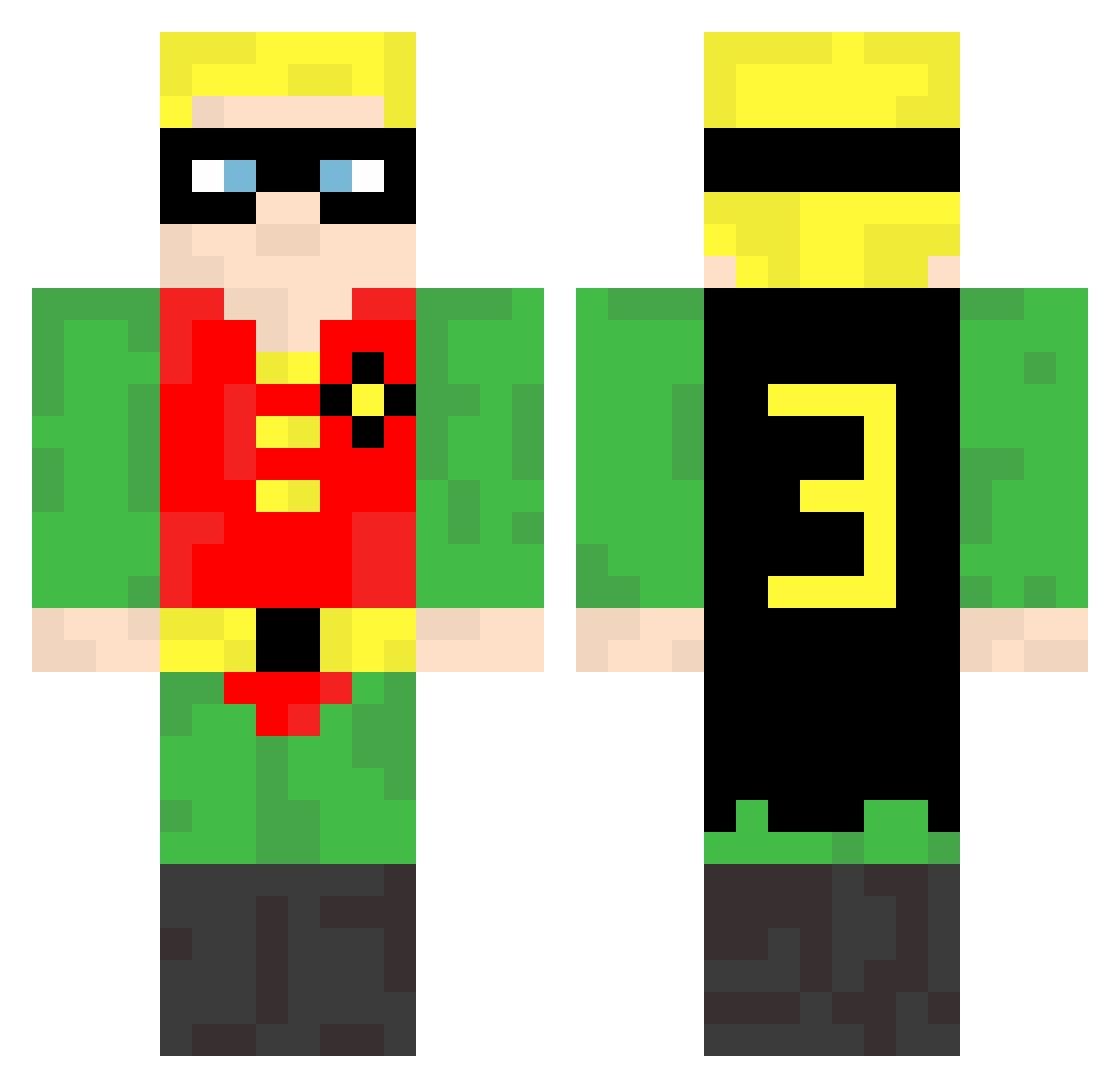 D_rxse1 Minecraft skin, front and back view