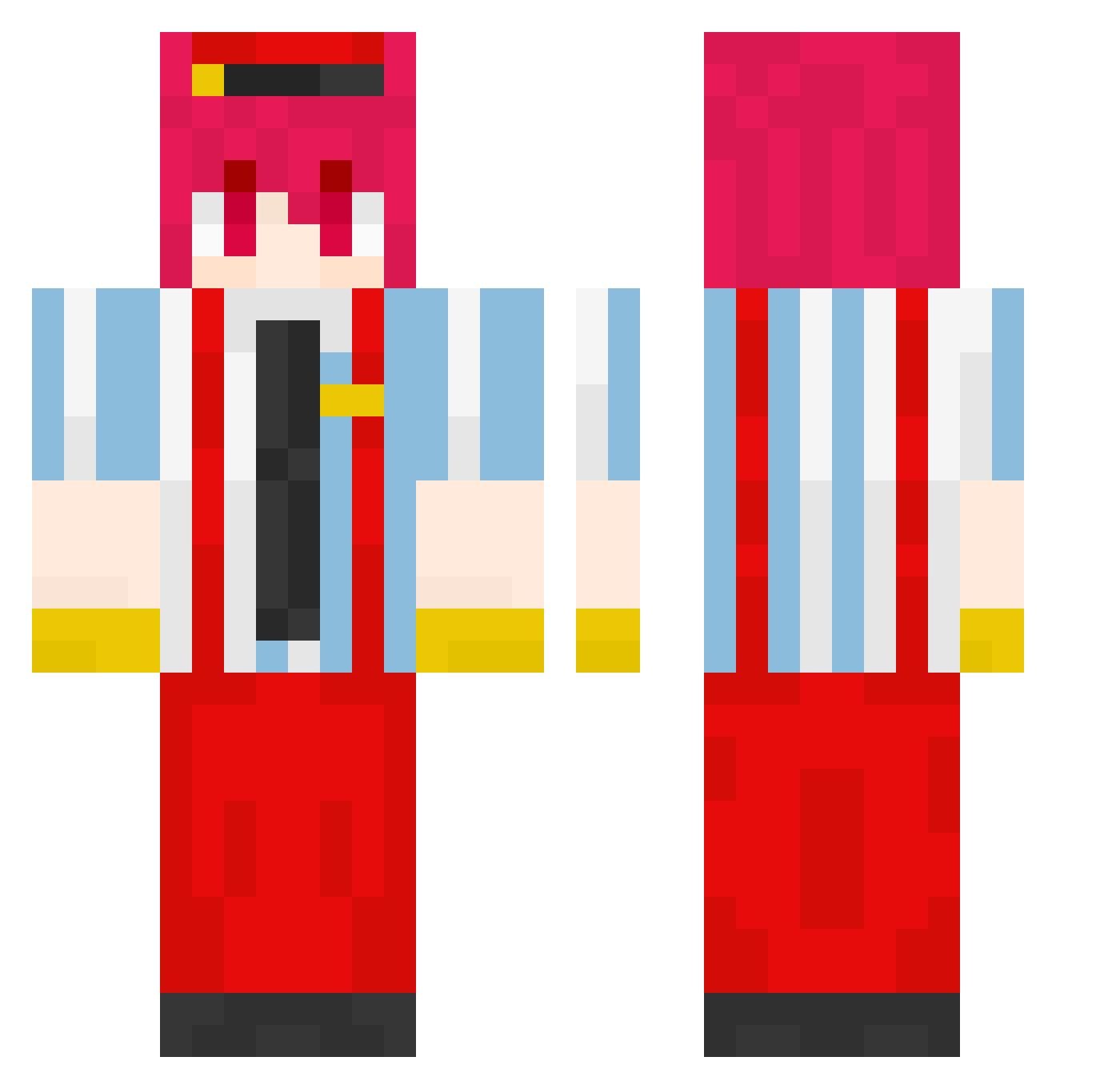 MystLord Minecraft skin, front and back view