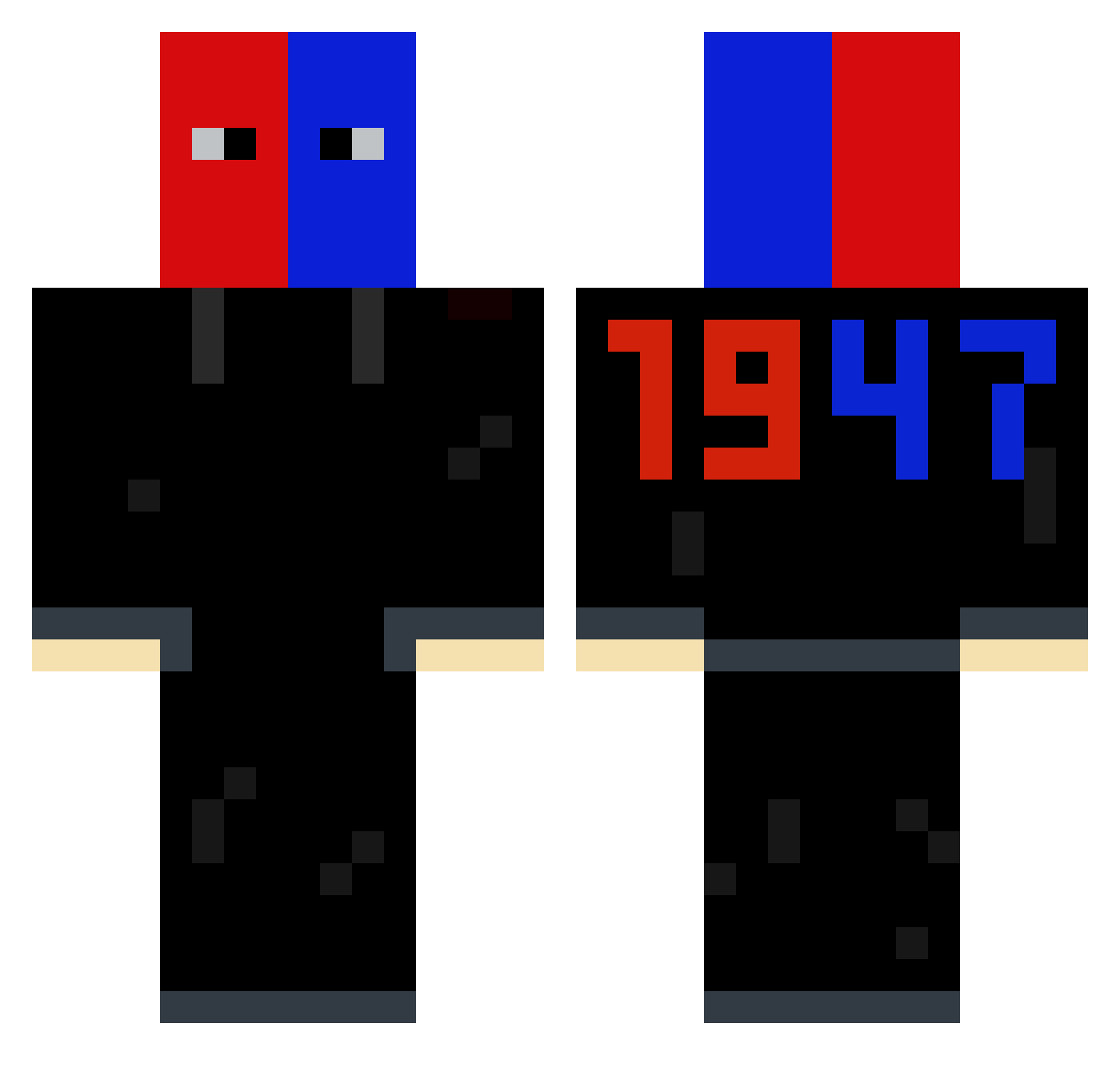 ROEiPiEs Minecraft skin, front and back view