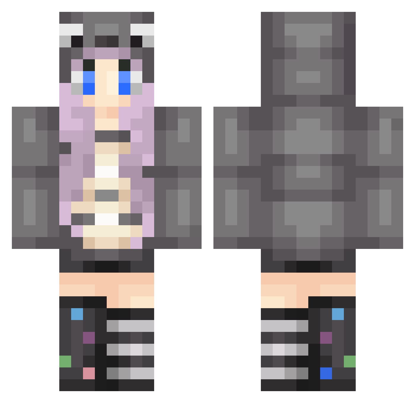 luny Minecraft skin, front and back view