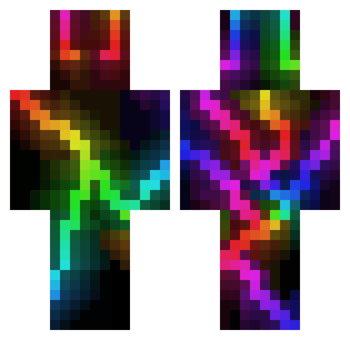 ShrunkenDog Minecraft skin, front and back view