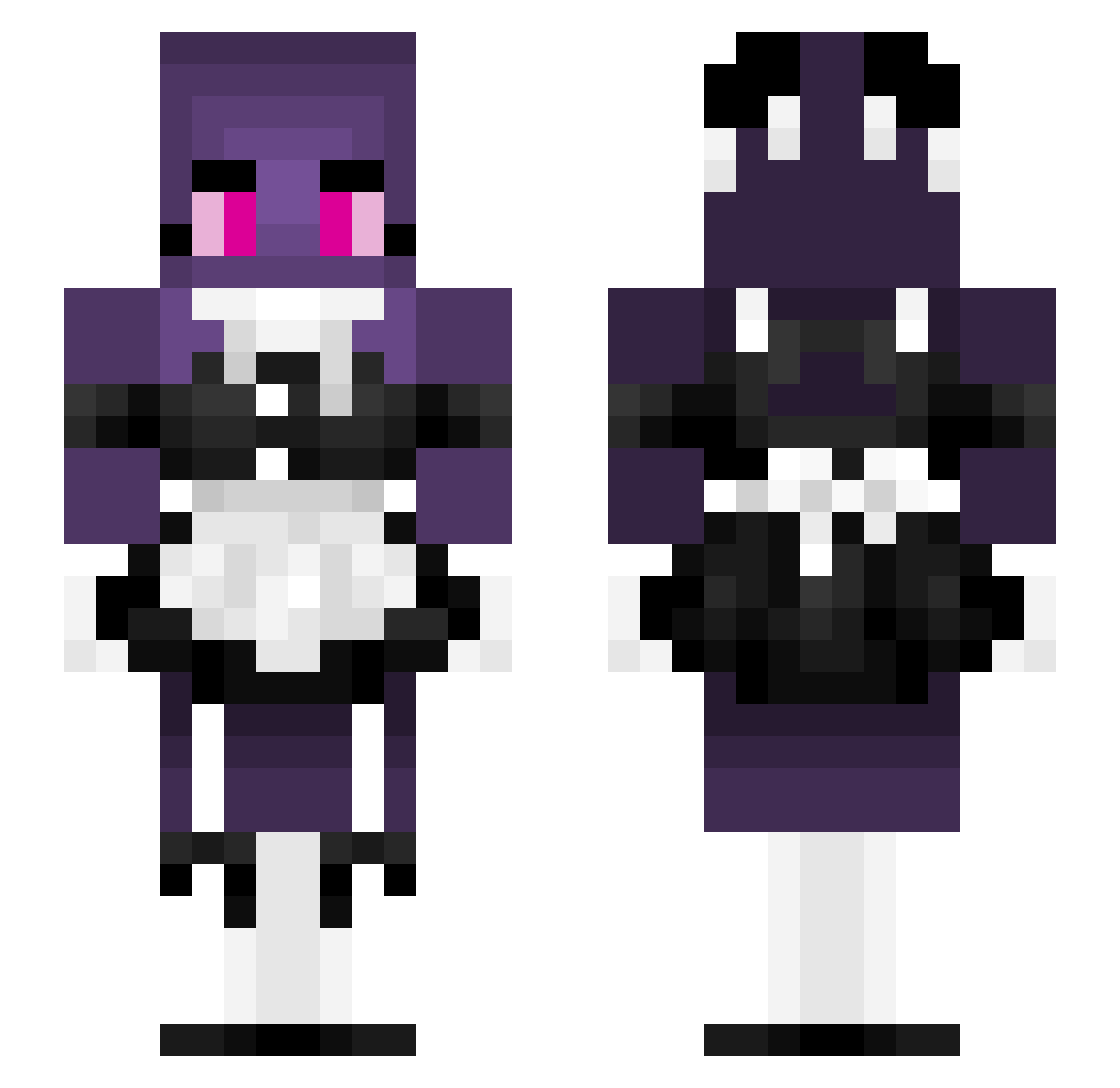 BlackHrafn Minecraft skin, front and back view