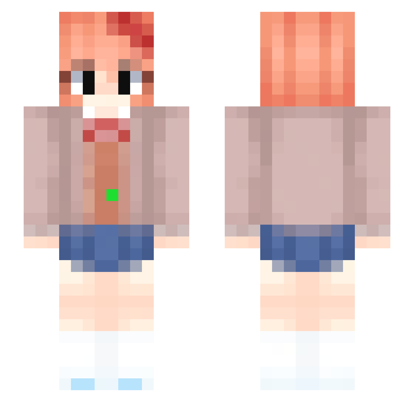 Raxalcc Minecraft skin, front and back view