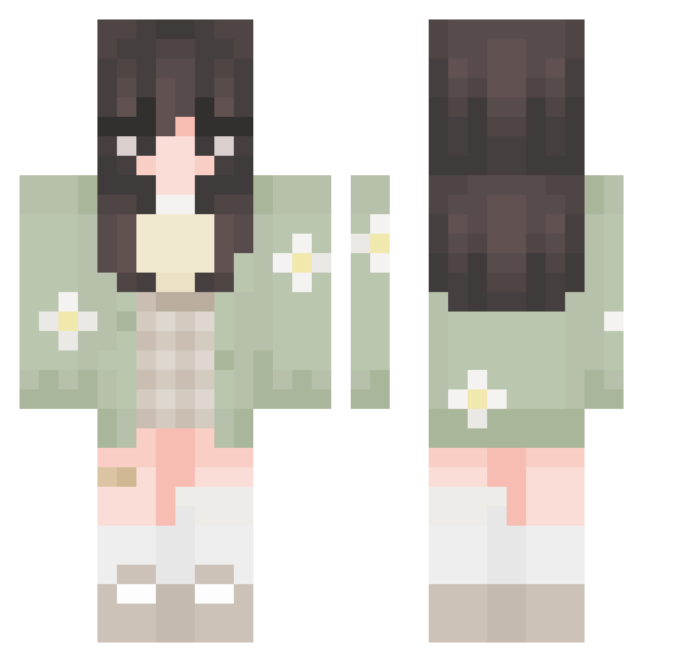 masseuse Minecraft skin, front and back view