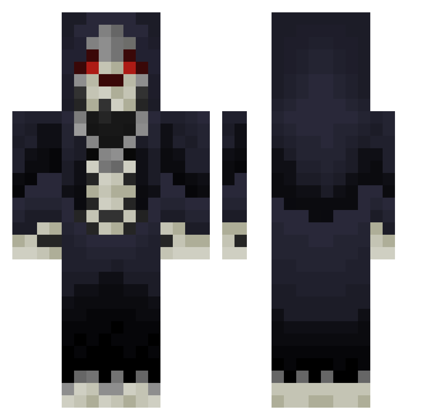 Inhazin Minecraft skin, front and back view