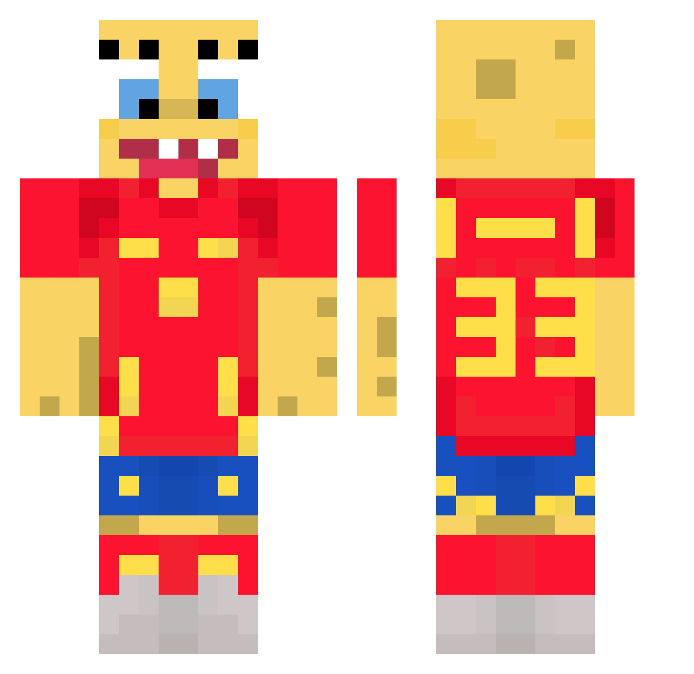 Sesuro Minecraft skin, front and back view