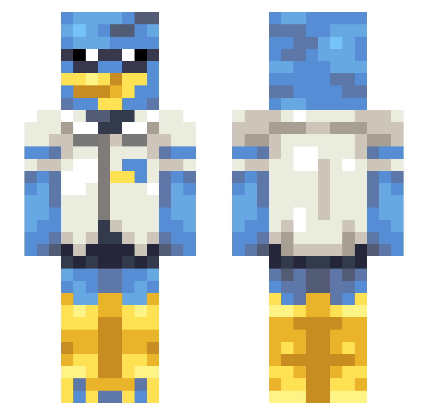 Axrobic Minecraft skin, front and back view