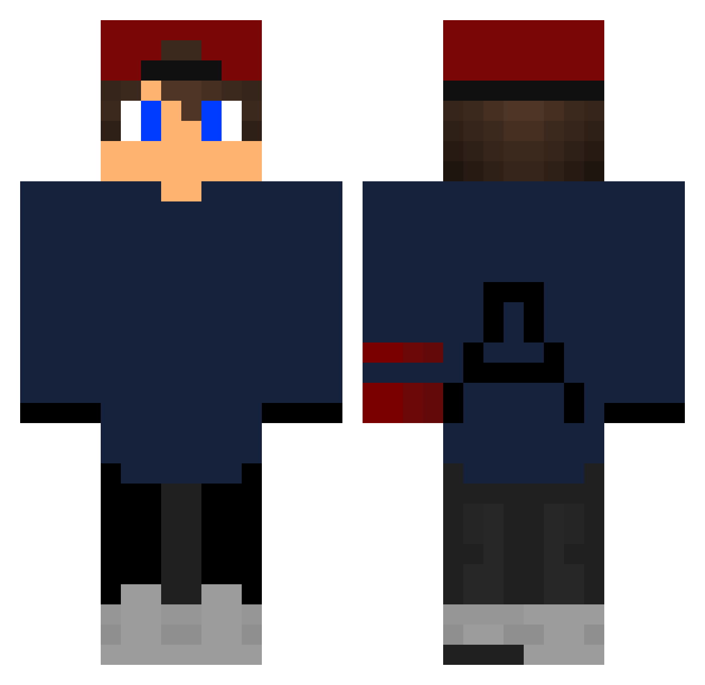 FrothyNever Minecraft skin, front and back view
