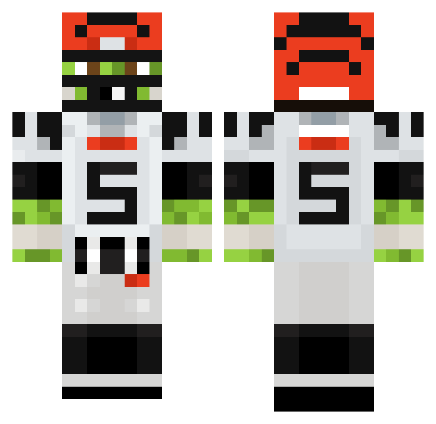 WhoDeyShrek Minecraft skin, front and back view