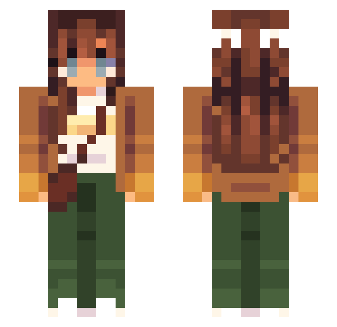 butterfreeki Minecraft skin, front and back view