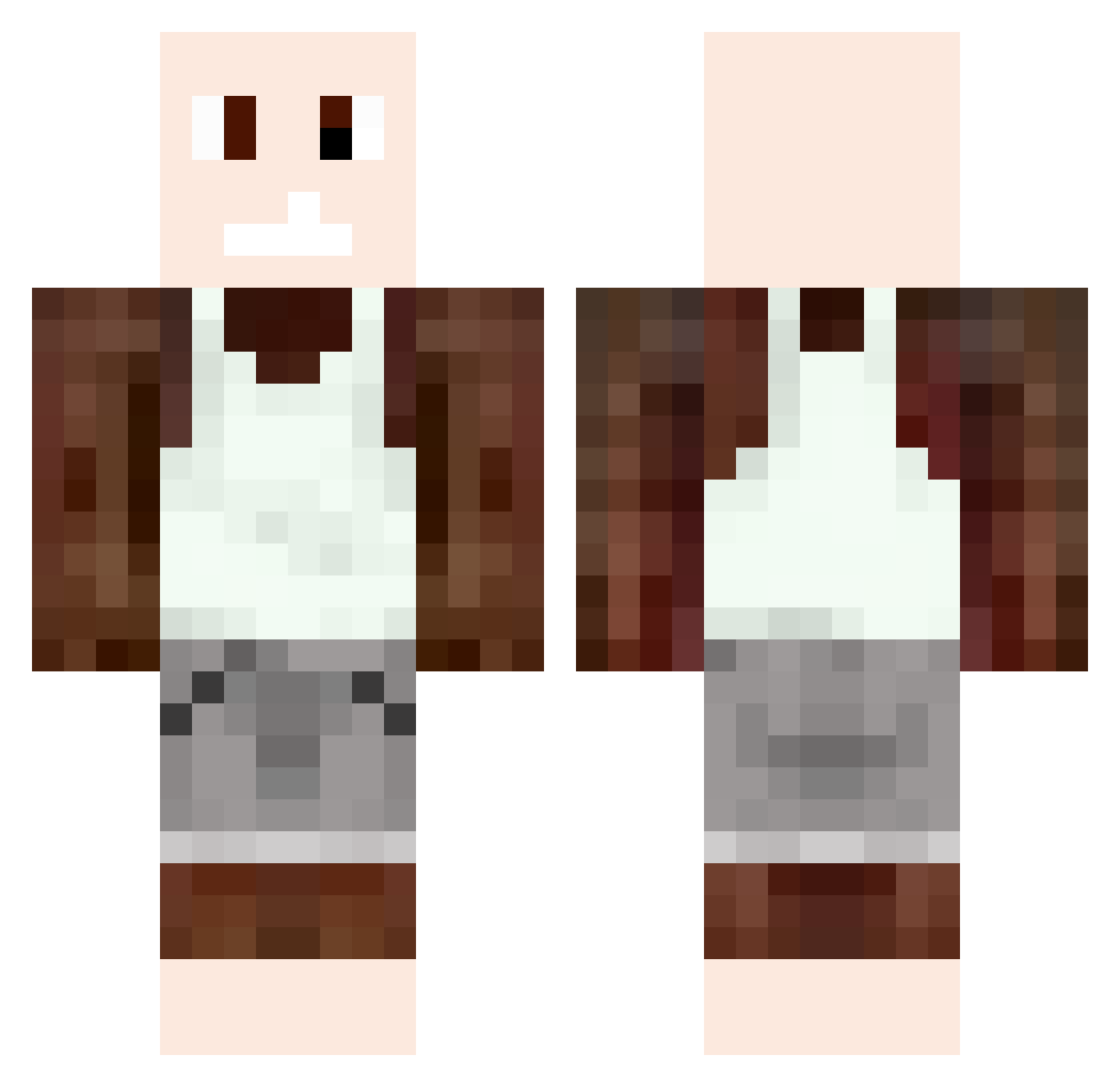 Studys Minecraft skin, front and back view