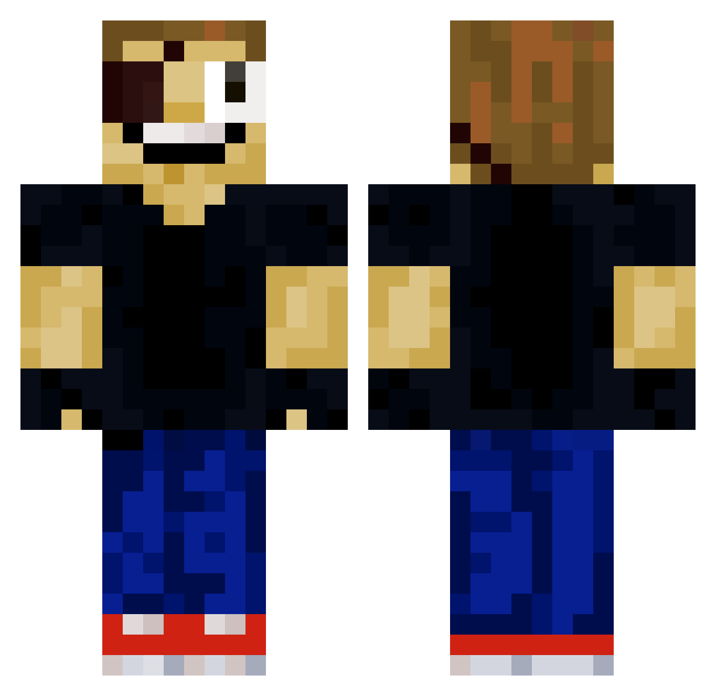 TanDavidRA Minecraft skin, front and back view