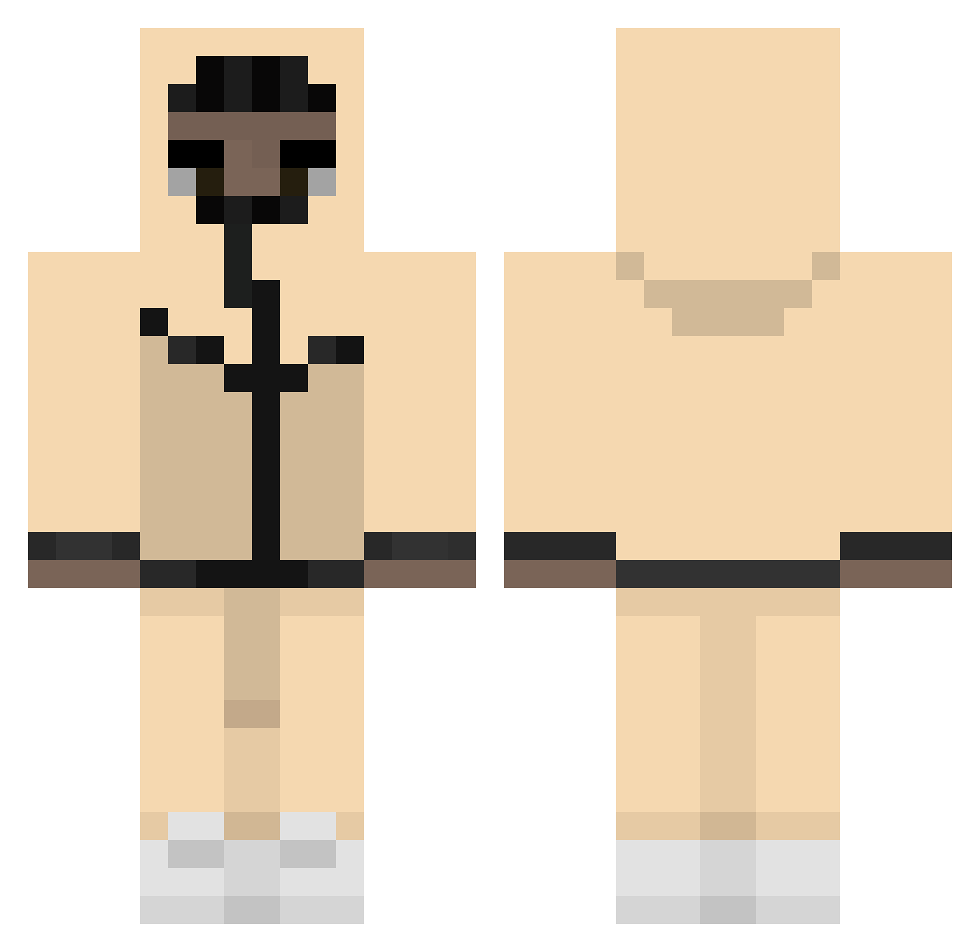 Specialising Minecraft skin, front and back view