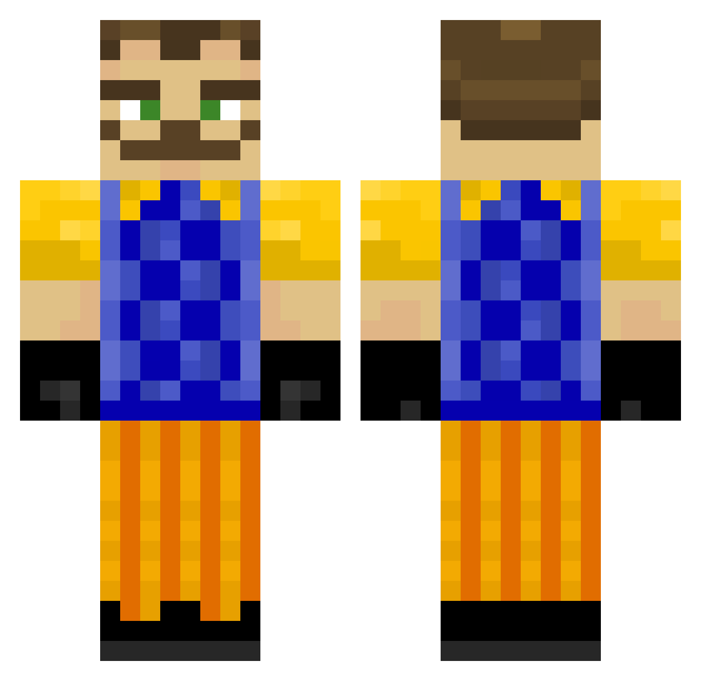 tickno3000 Minecraft skin, front and back view
