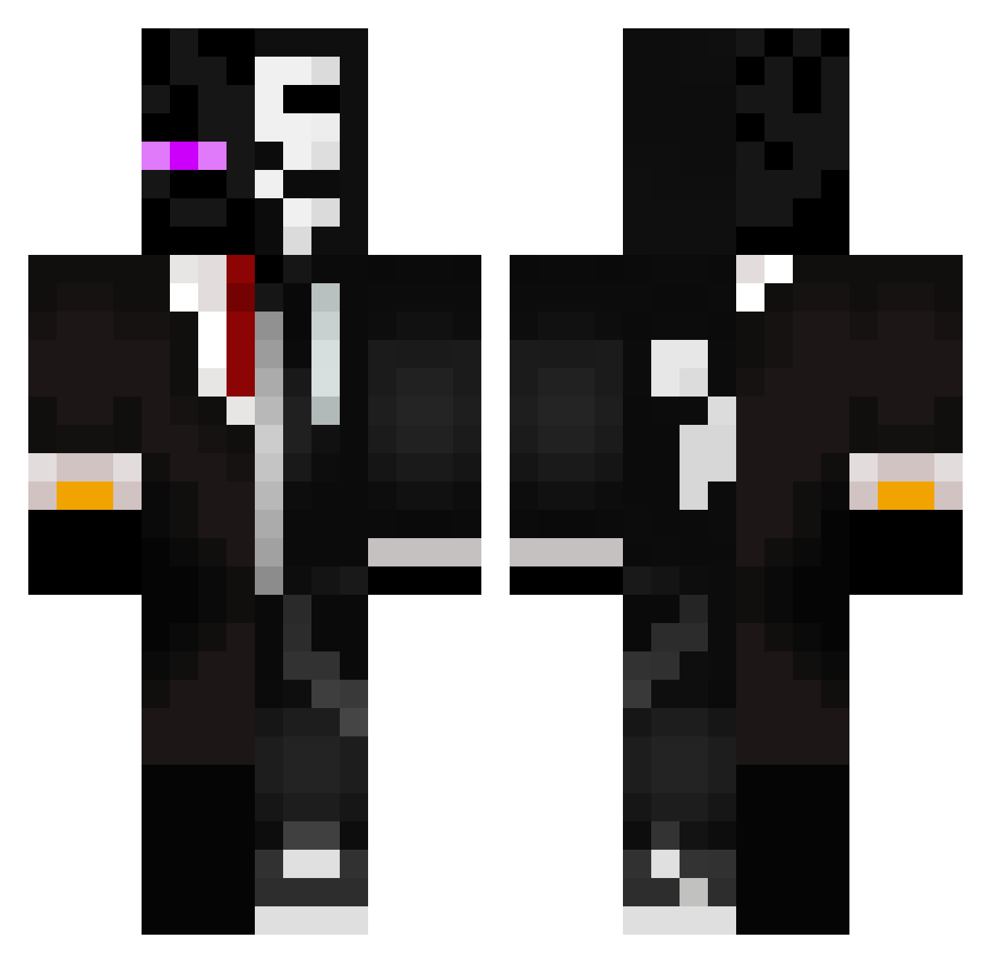 NOE6 Minecraft skin, front and back view