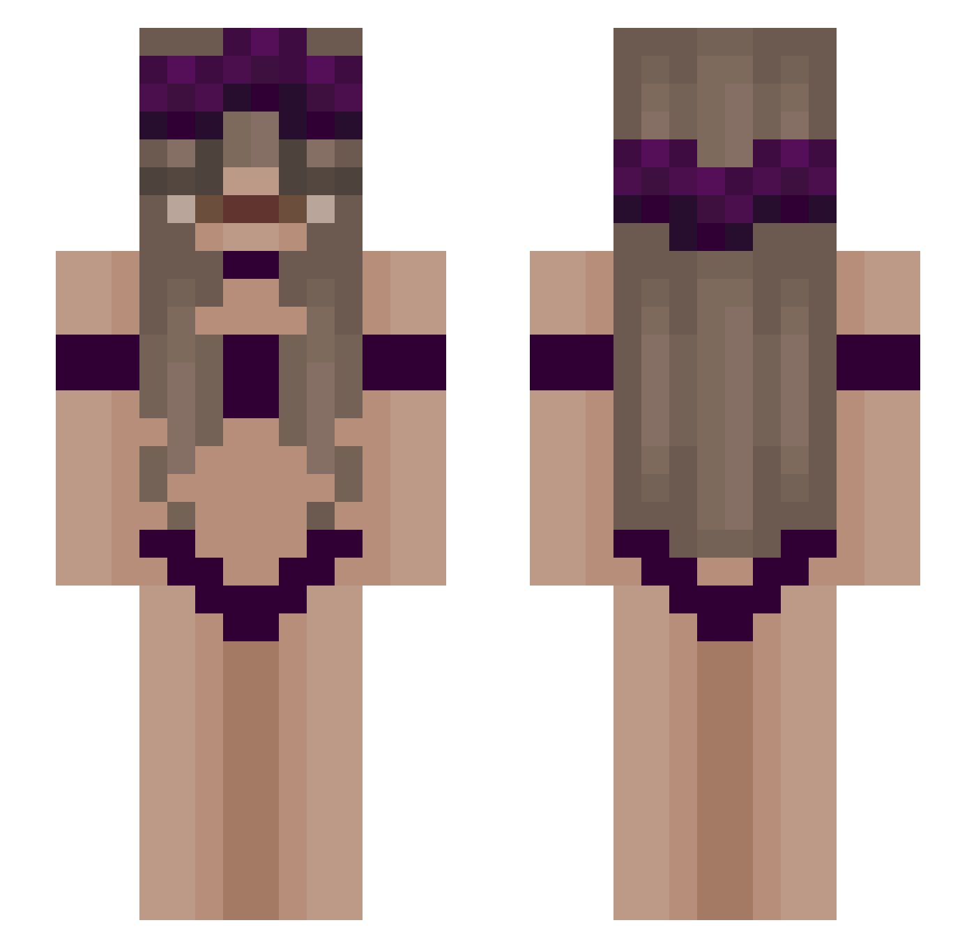 femality Minecraft skin, front and back view