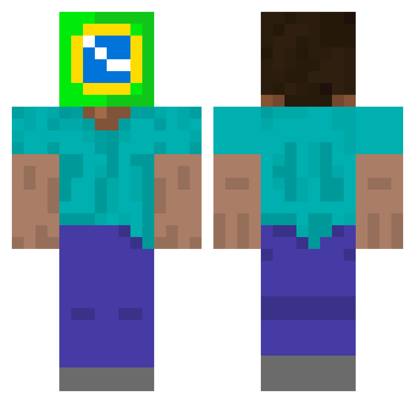 Persistently Minecraft skin, front and back view