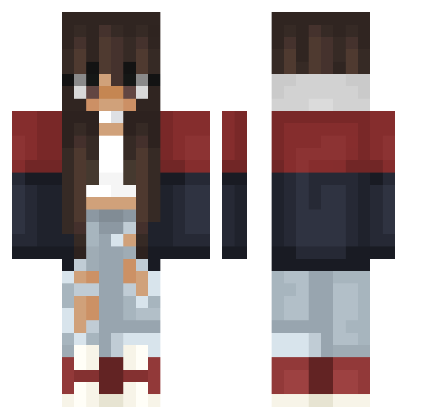 Touiix Minecraft skin, front and back view