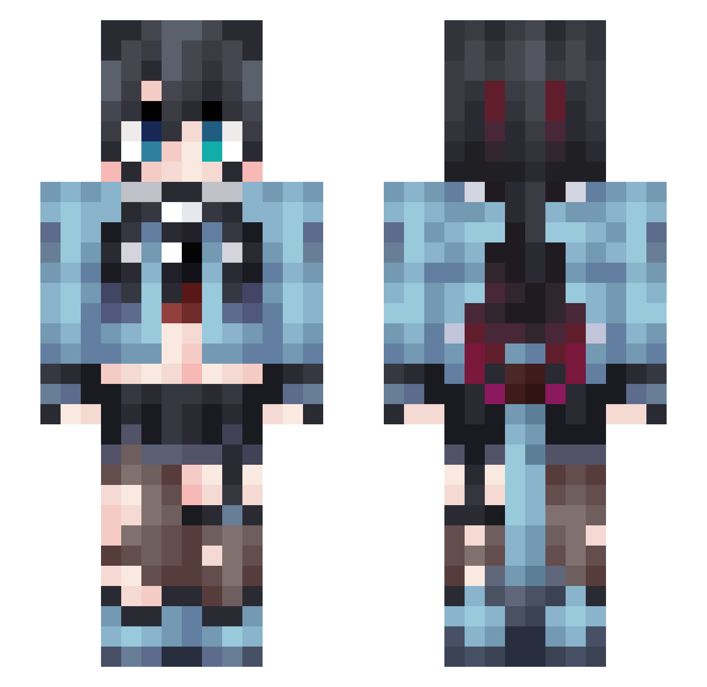 Kitty_Purrs Minecraft skin, front and back view