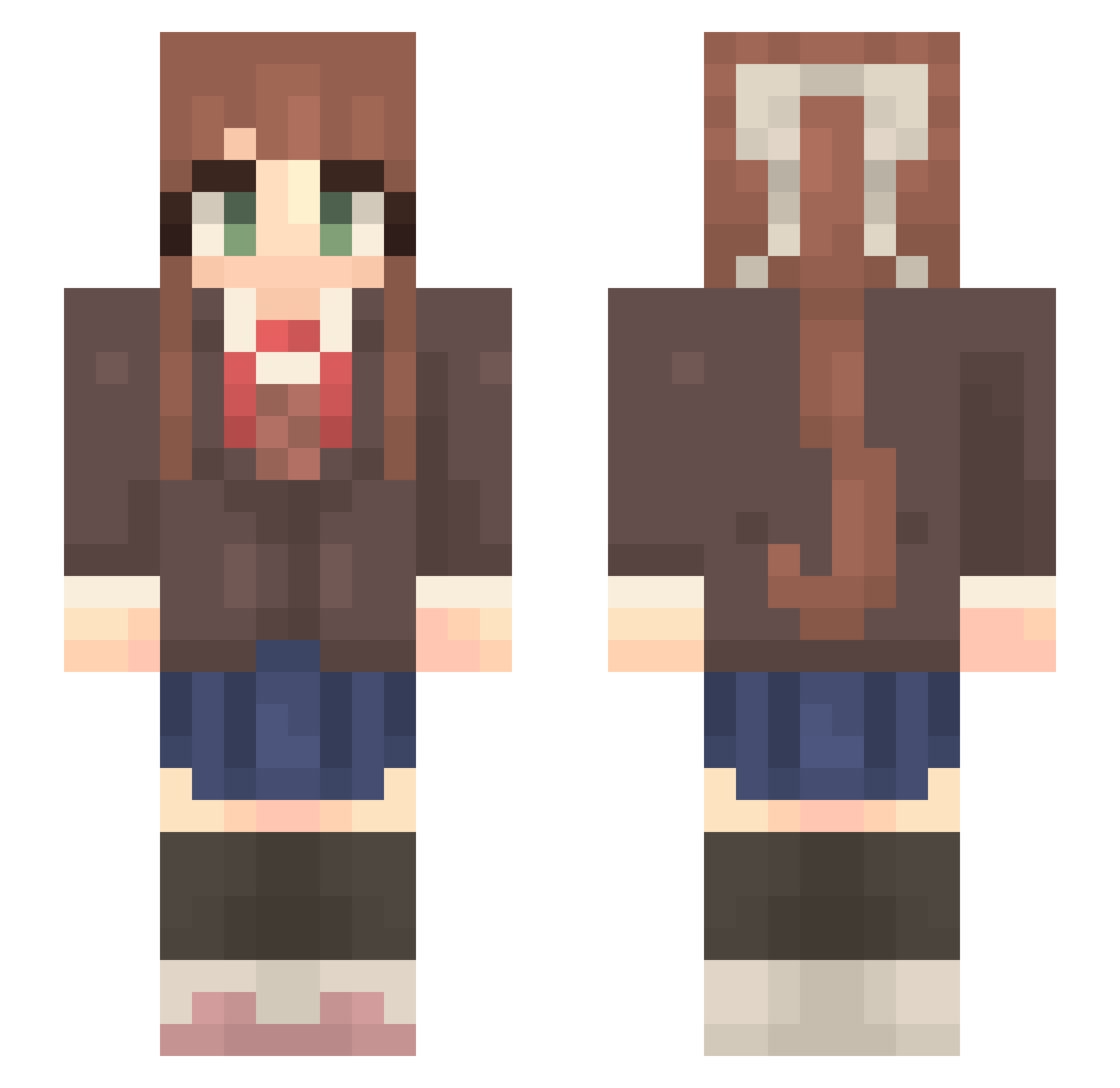 Friend_Monika Minecraft skin, front and back view