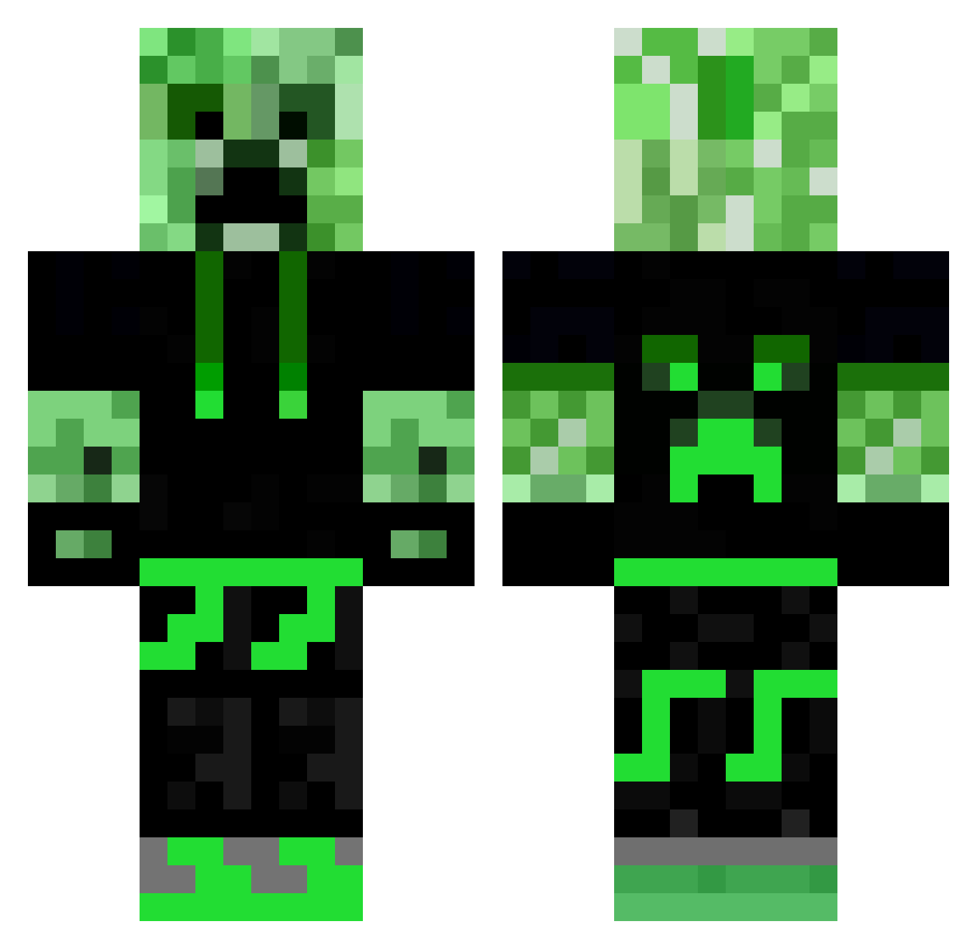 AuGmENTor Minecraft skin, front and back view