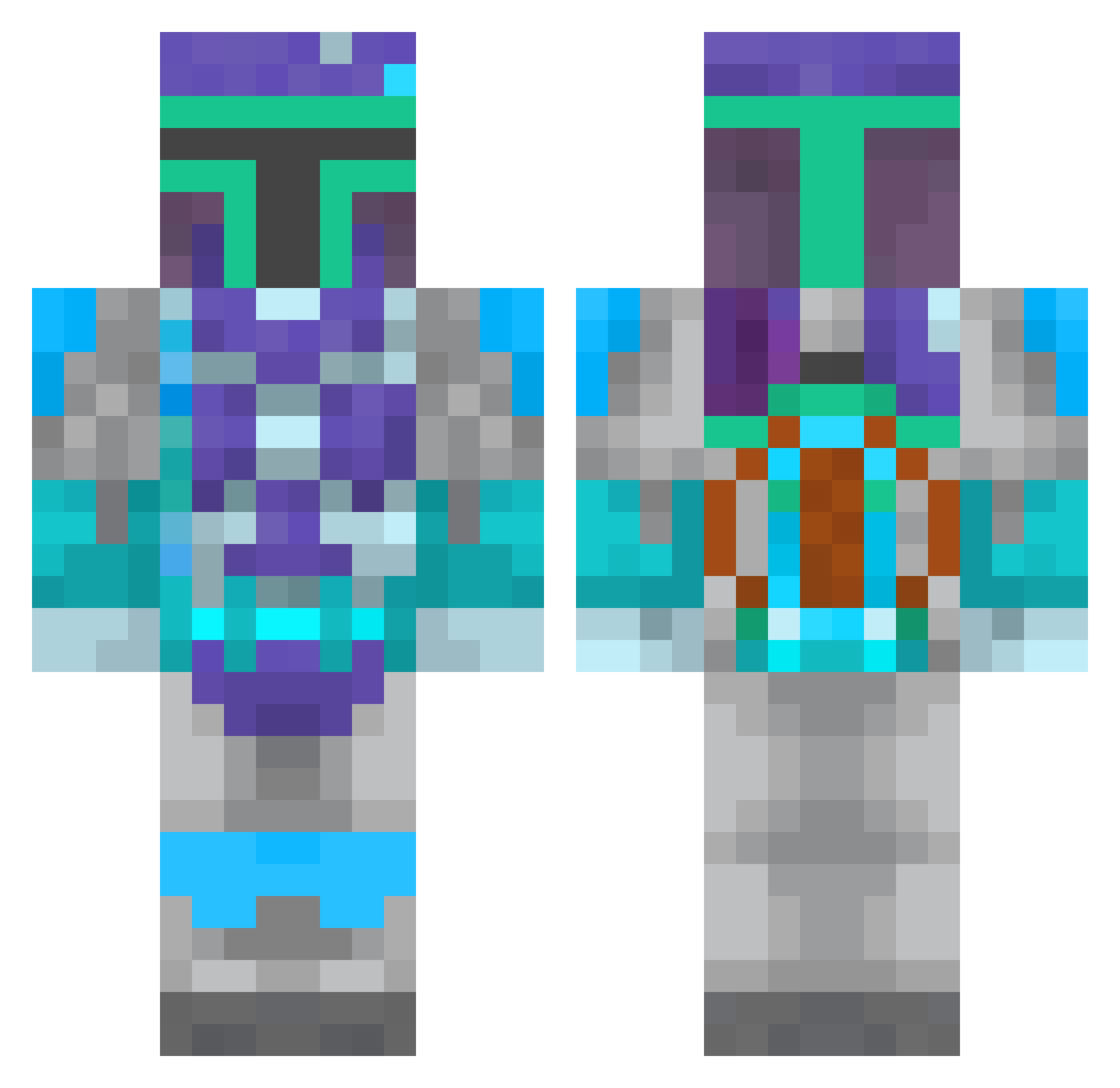 Bamurai13 Minecraft skin, front and back view