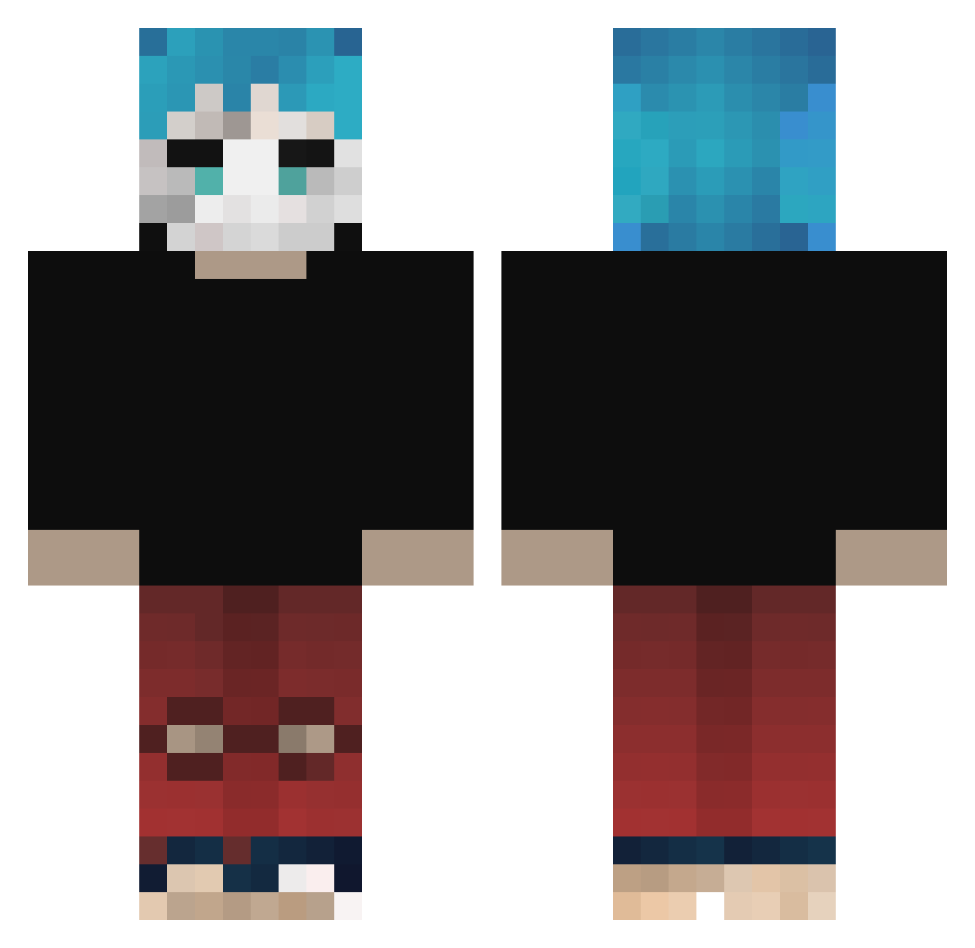 dudaduaduda Minecraft skin, front and back view