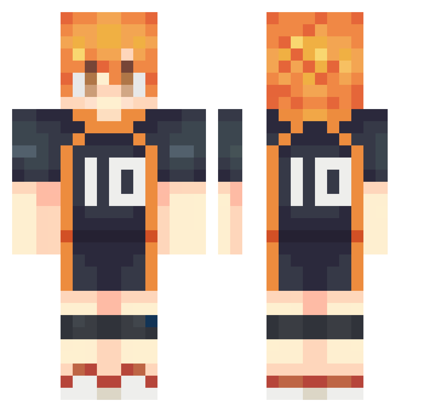 Y4MII Minecraft skin, front and back view