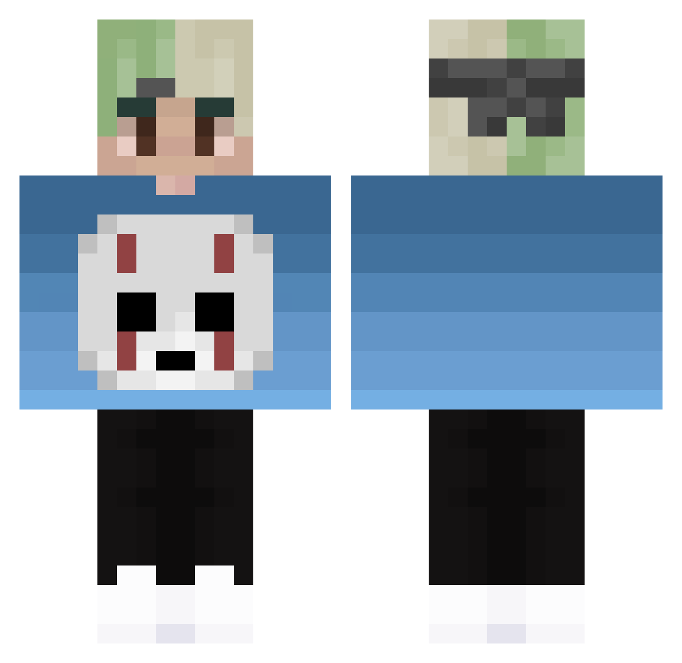 ibby Minecraft skin, front and back view