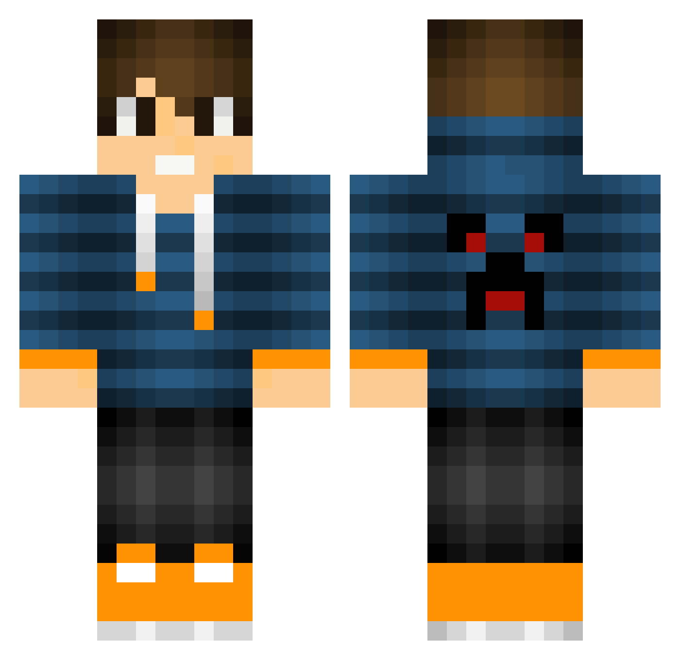 XaraXUwU Minecraft skin, front and back view