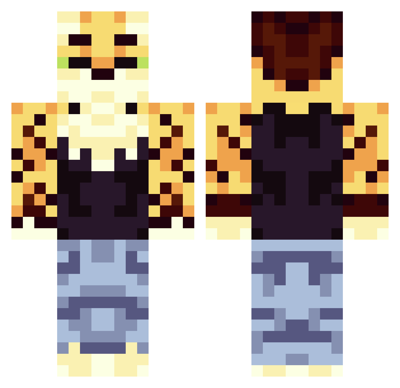Aethrz Minecraft skin, front and back view