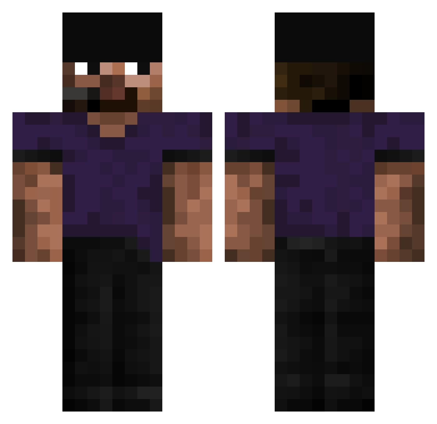 teggn Minecraft skin, front and back view