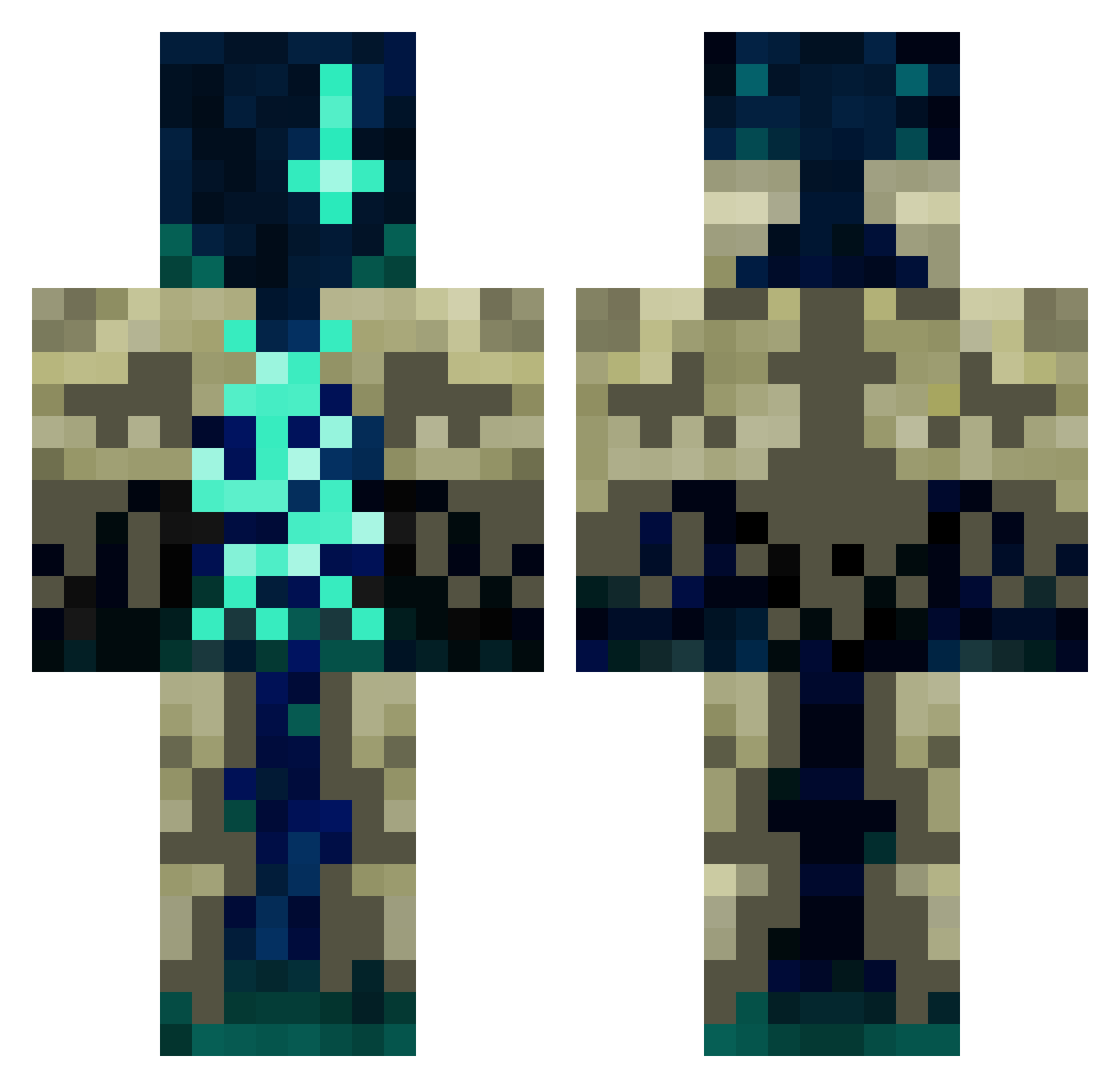 BlueDreamNight Minecraft skin, front and back view