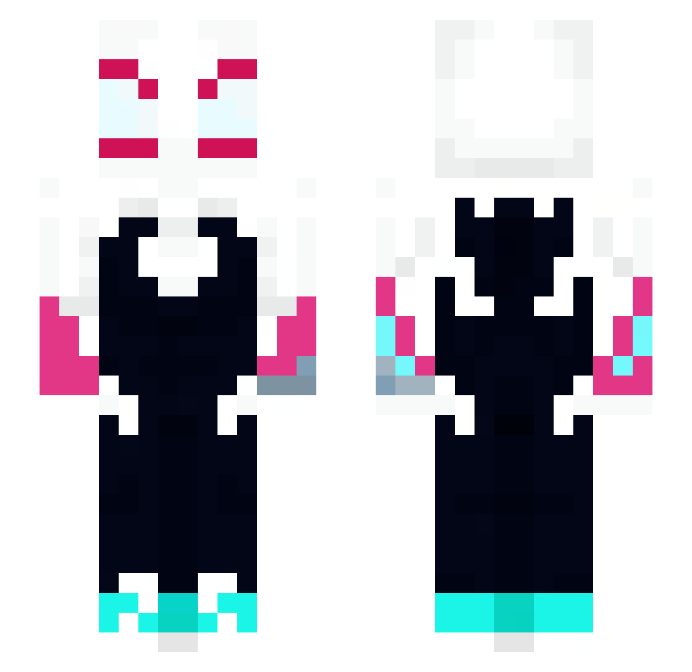 GothyGalVeeVee Minecraft skin, front and back view