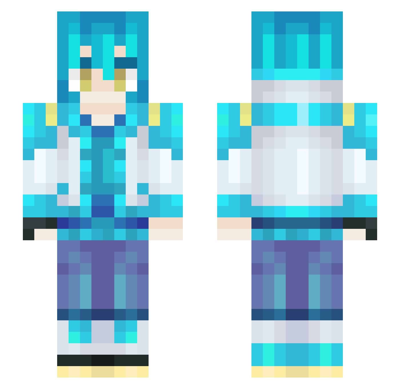 SidLink Minecraft skin, front and back view