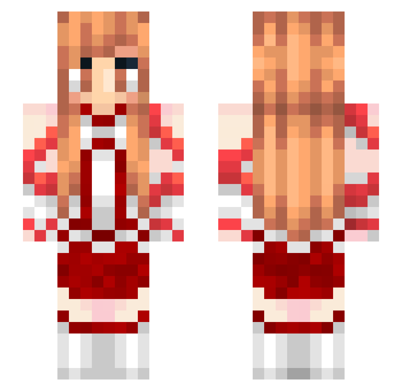 AuroraCrimson Minecraft skin, front and back view