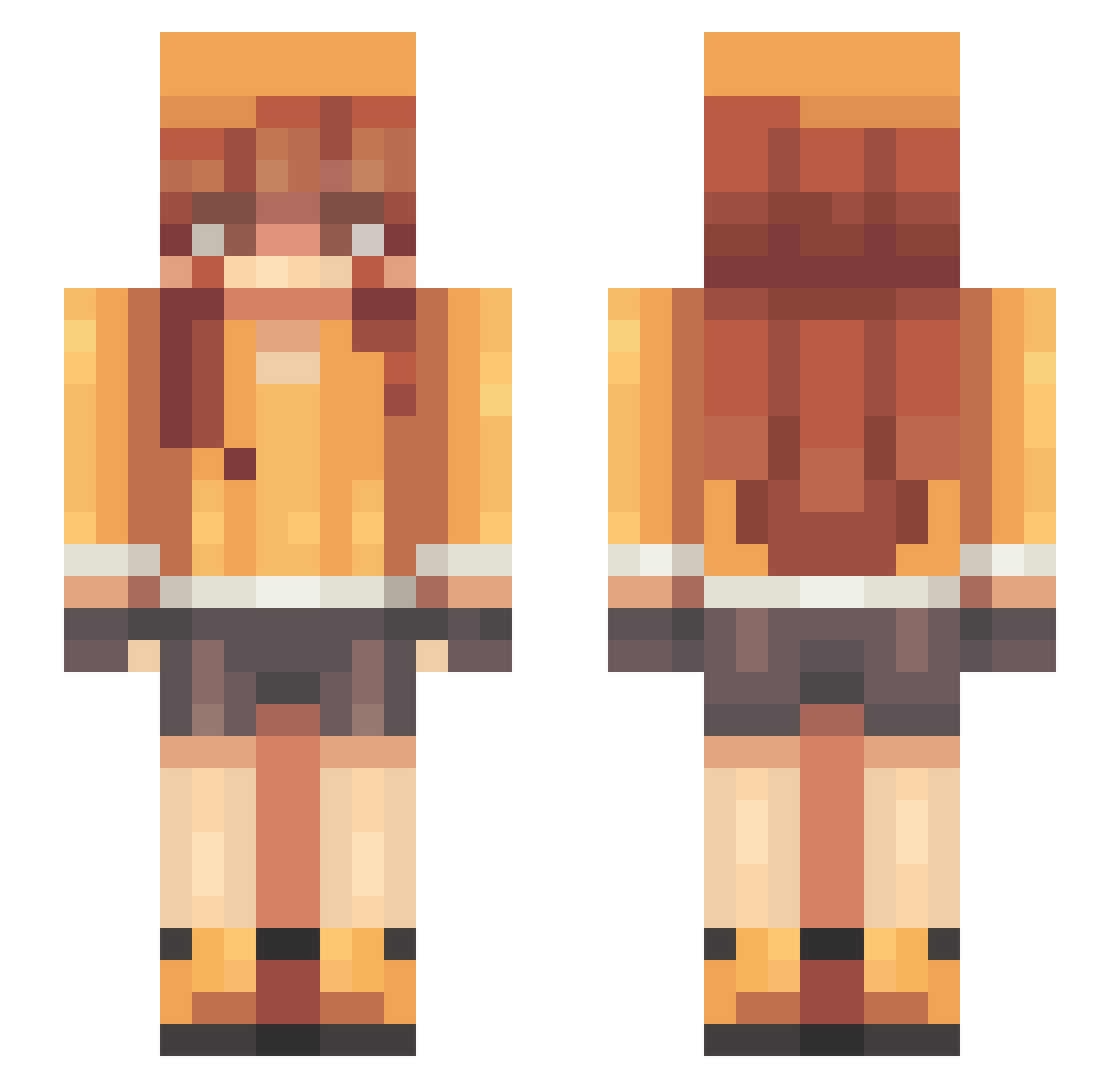 SeKritOtaku Minecraft skin, front and back view