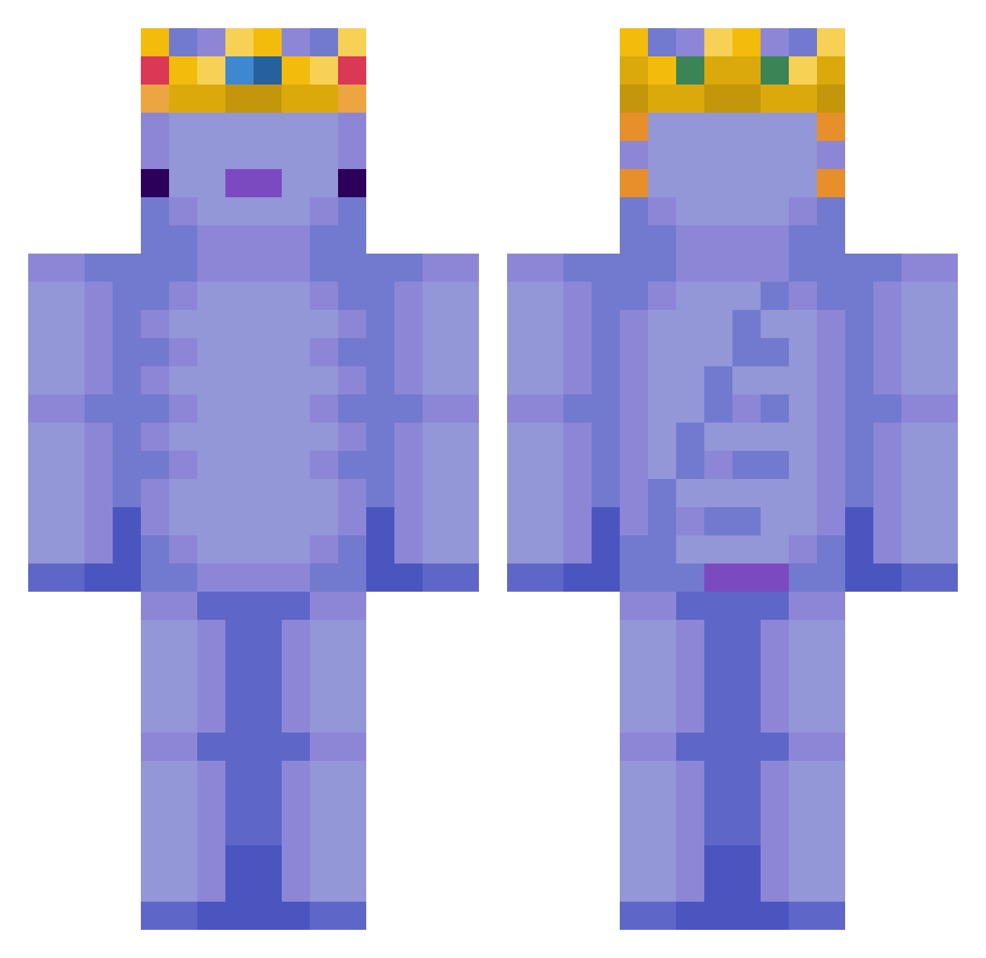 ShinkyBTW Minecraft skin, front and back view