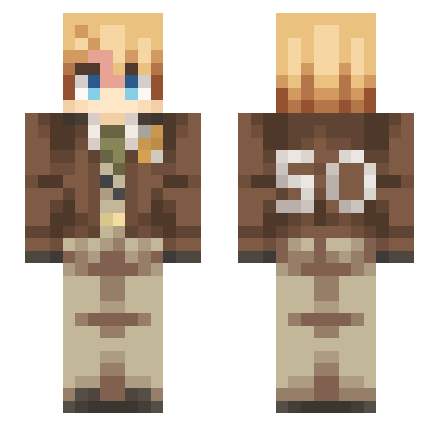 Dinkley Minecraft skin, front and back view