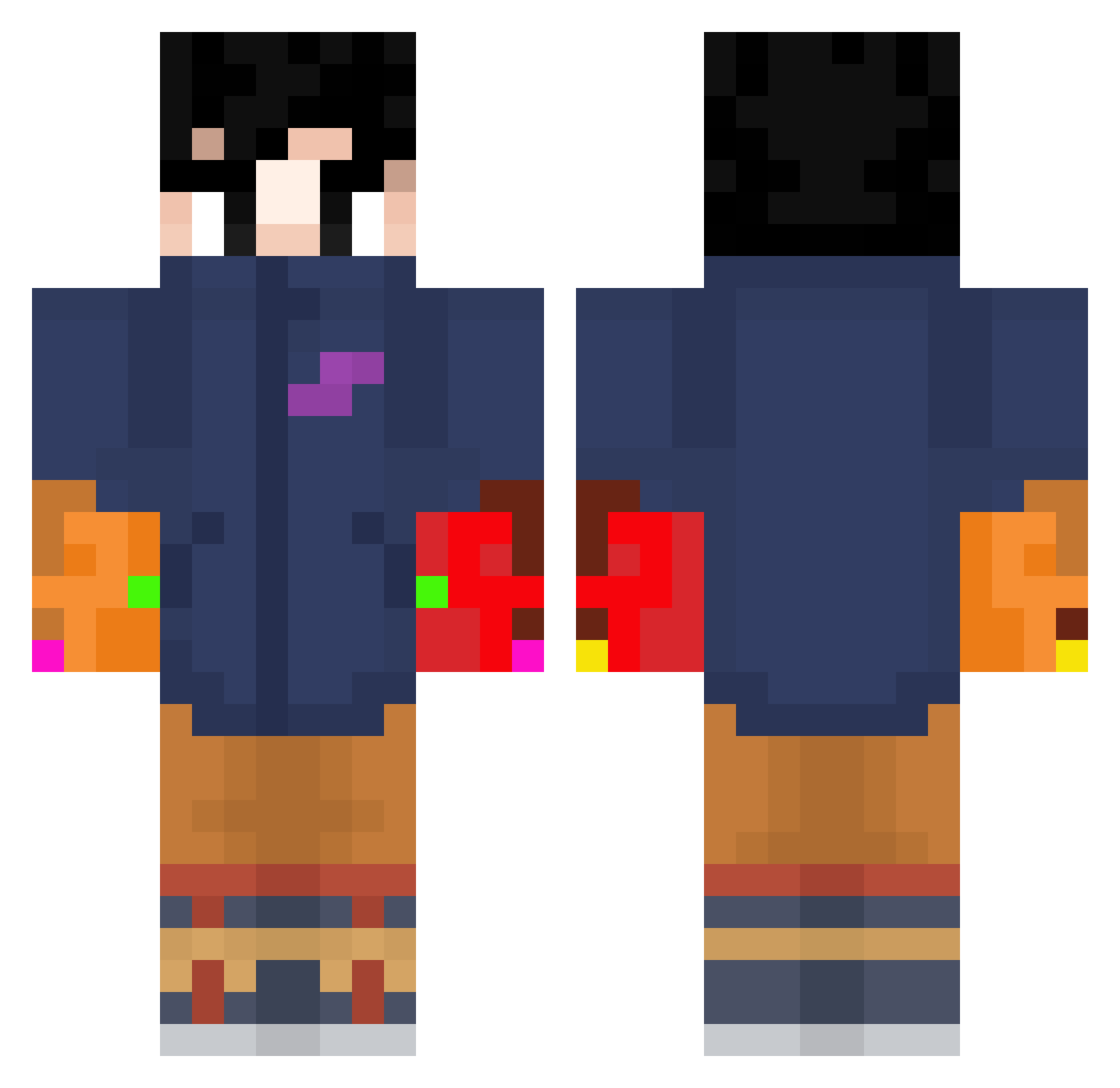 RockMaster55 Minecraft skin, front and back view