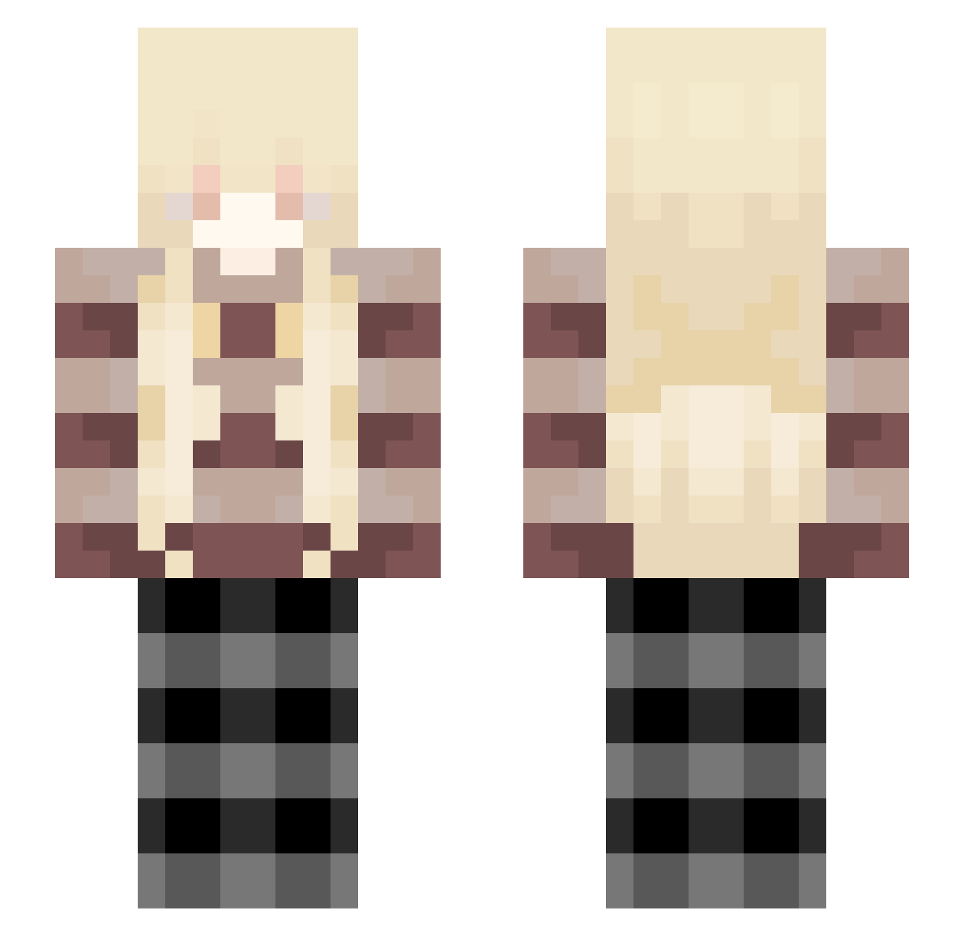 Drachenkora Minecraft skin, front and back view